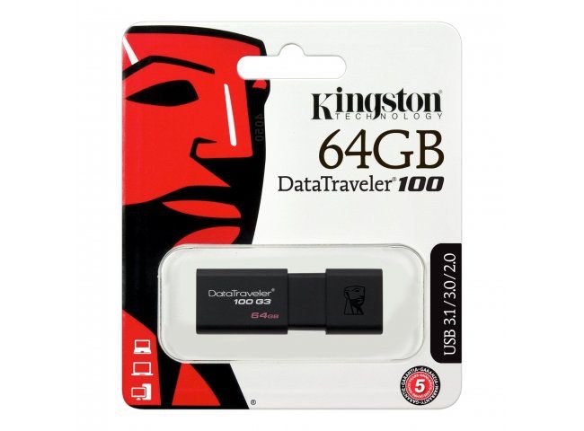 USB Kingston DT100G3 black 64GB